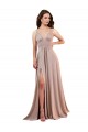 Low Back Dusty Pink A-Line V-Neck Long Black Tie Evening Gown / Prom Dress / Bridesmaid Dress Hobart