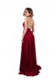 Open Back Burgundy A-Line V-Neck Long Black Tie Evening Gown / Prom Dress / Bridesmaid Dress Hobart