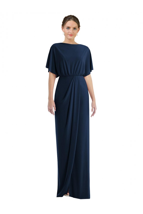 Open Back Dark Navy Sheath Bateau Neck Long Semi Formal Evening Dress / Prom Dress / Bridesmaid Dress Hobart