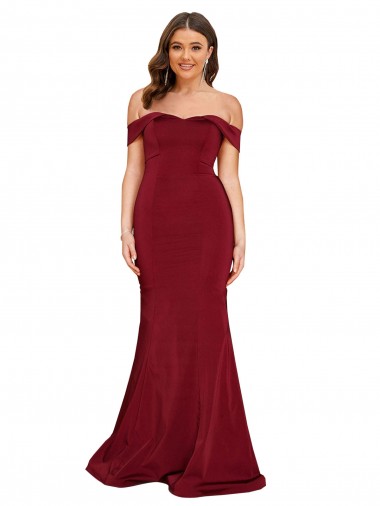 Burgundy Mermaid Off the Shoulder Long Formal Plus Size Evening Gown / Prom Dress / Bridesmaid Dress Hobart
