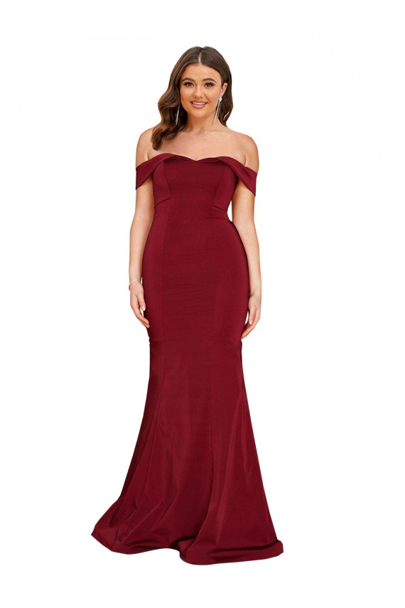Burgundy Mermaid Off the Shoulder Long Formal Plus Size Evening Gown / Prom Dress / Bridesmaid Dress Hobart