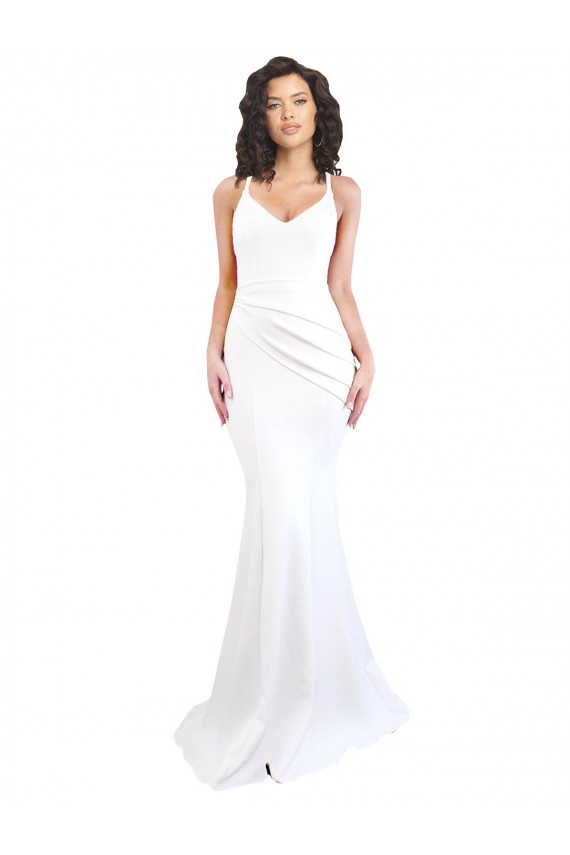 Low Back White Mermaid High Neck Long Black Tie Evening Gown / Prom Dress / Bridesmaid Dress Hobart