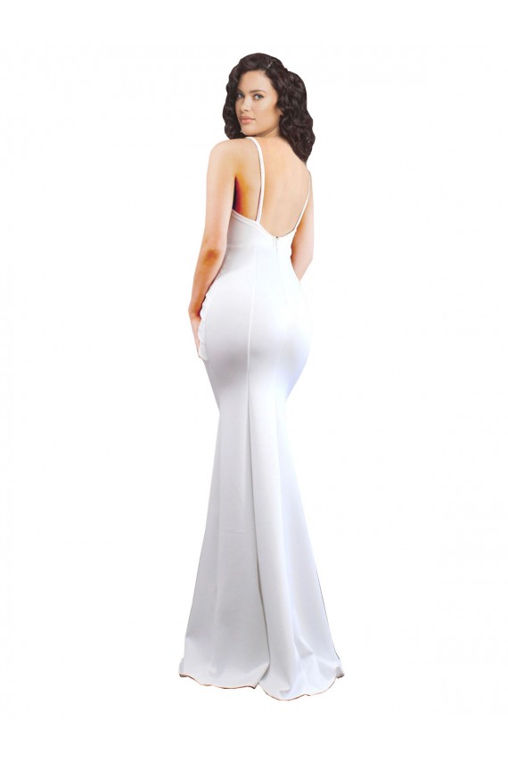 Low Back White Mermaid High Neck Long Black Tie Evening Gown / Prom Dress / Bridesmaid Dress Hobart