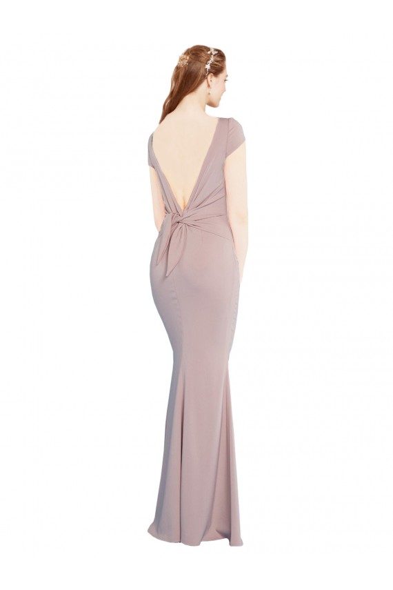 Tie Back Dusty Pink Mermaid Boat Neck Long Formal Evening Gown / Prom Dress / Bridesmaid Dress Hobart