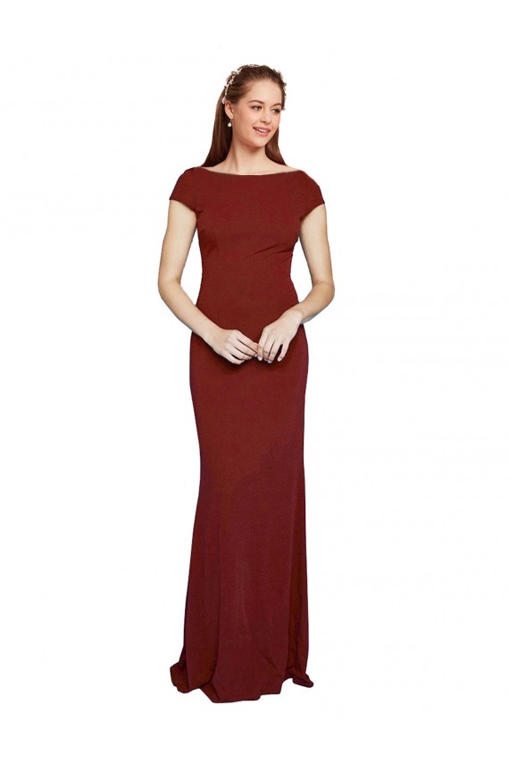 Keyhole Back Burgundy Mermaid Round Neck Long Formal Evening Gown / Prom Dress / Bridesmaid Dress Hobart
