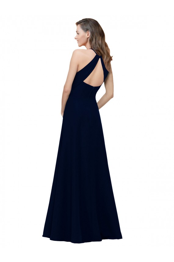 Keyhole Back Dusty Pink A-Line High Neck Long Prom Dress / Bridesmaid Dress Hobart