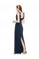 Low Back Dark Navy Sheath Scoop Neck Long Formal Evening Gown / Prom Dress / Bridesmaid Dress Hobart