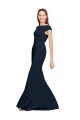 Open Back Dark Navy A-Line Boat Neck Long Formal Evening Gown / Prom Dress / Bridesmaid Dress Hobart