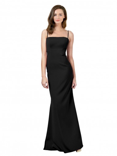 Low Back Black Sheath Square Neck Long Formal Evening Gown / Prom Dress / Bridesmaid Dress Hobart