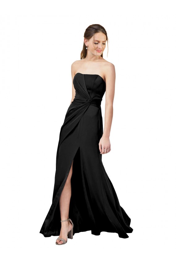 Low Back Black Sheath Strapless Long Formal Dress / Bridesmaid Dress Hobart