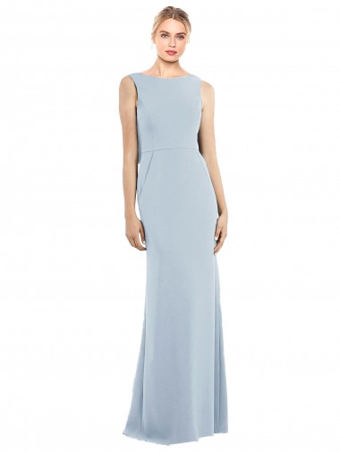 Backless Light Sky Blue Trumpet Bateau Neck Long Semi Formal Evening Dress / Prom Dress / Bridesmaid Dress Hobart