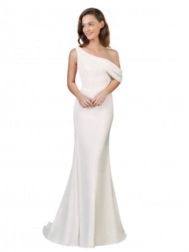 Ivory Sheath One Shoulder Sweep Train Formal Evening Gown / Prom Dress / Bridesmaid Dress Hobart