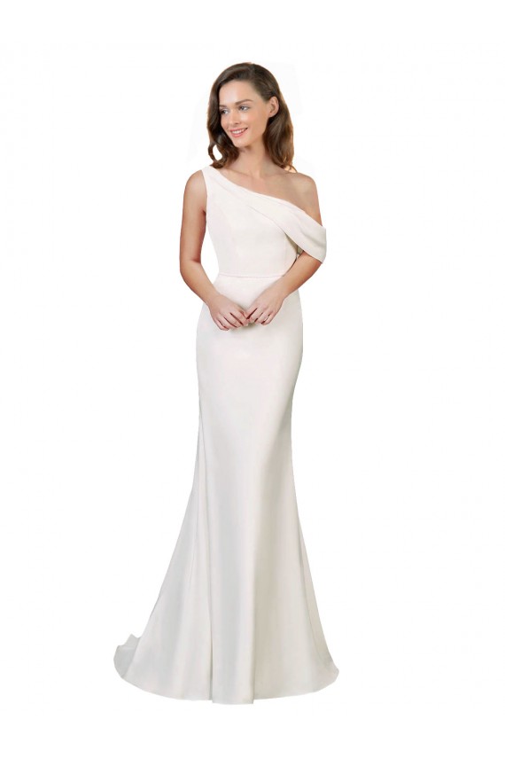 Ivory Sheath One Shoulder Sweep Train Formal Evening Gown / Prom Dress / Bridesmaid Dress Hobart