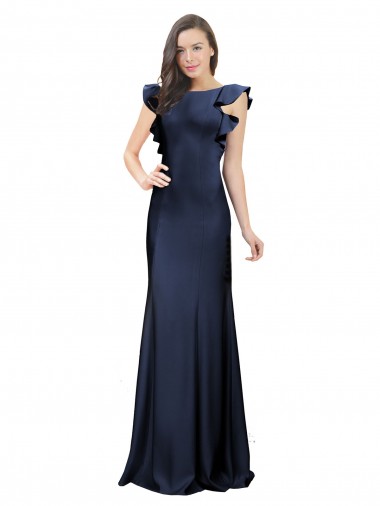 Keyhole Back Dark Navy Mermaid Bateau Neck Long Prom Dress / Bridesmaid Dress Hobart