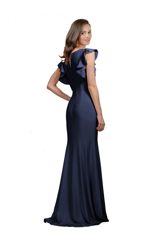 Keyhole Back Dark Navy Mermaid Bateau Neck Long Prom Dress / Bridesmaid Dress Hobart
