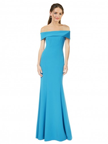 Peacock Blue Sheath Off the Shoulder Long Formal Dress / Bridesmaid Dress Hobart