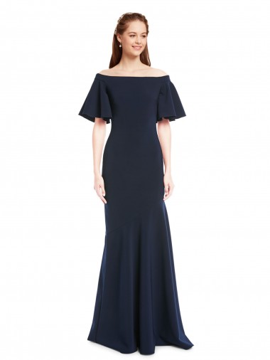 Dark Navy Mermaid Off the Shoulder Long Bridesmaid Dress / Formal Dress Hobart