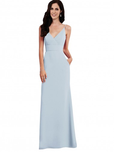 V-Back Light Sky Blue Trumpet V-Neck Long Formal Dress / Bridesmaid Dress Hobart