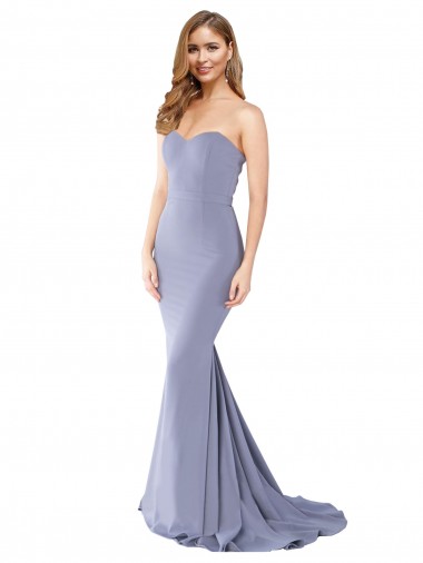 Low Back Smoke Blue Mermaid Strapless Long Formal Evening Gown / Prom Dress / Bridesmaid Dress Hobart