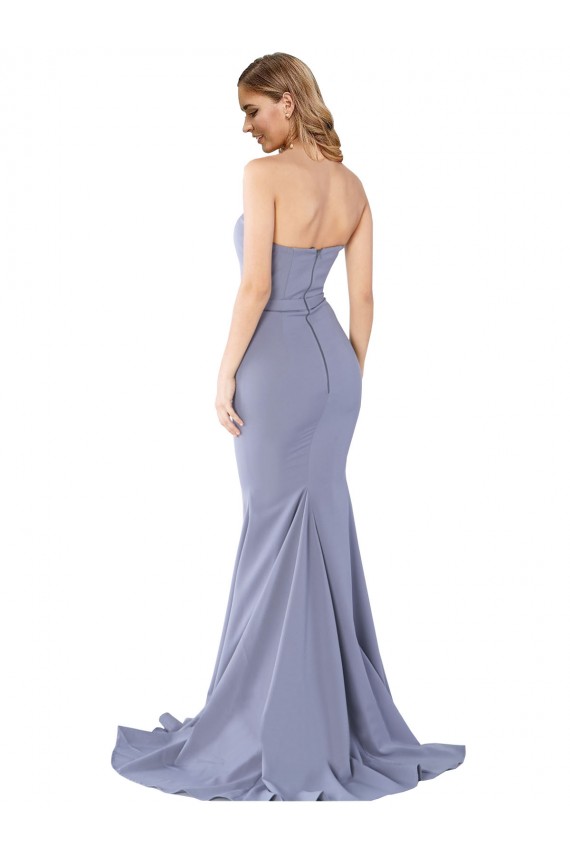 Low Back Smoke Blue Mermaid Strapless Long Formal Evening Gown / Prom Dress / Bridesmaid Dress Hobart