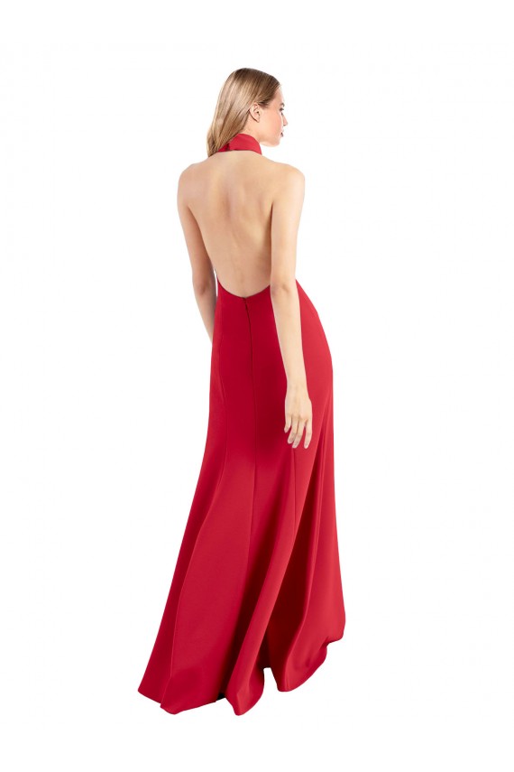 Open Back Red A-Line High Neck Long Formal Evening Gown / Prom Dress / Bridesmaid Dress Hobart