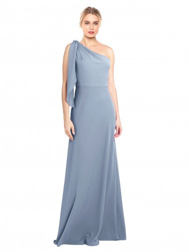Smoke Blue Sheath One Shoulder Long Formal Dress / Bridesmaid Dress Hobart