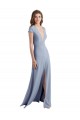 Smoke Blue Sheath High Neck Long Prom Dress / Bridesmaid Dress Hobart