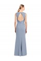 Keyhole Back Smoke Blue Sheath High Neck Long Bridesmaid Dress Hobart