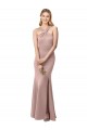Open Back Dusty Pink Sheath High Neck Long Prom Dress / Bridesmaid Dress Hobart