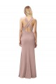 Open Back Dusty Pink Sheath High Neck Long Prom Dress / Bridesmaid Dress Hobart