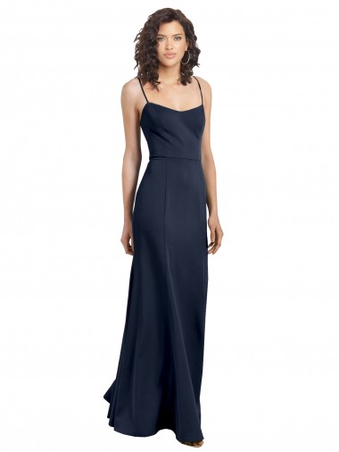 Low Back Dark Navy Sheath Scoop Neck Long Formal Dress / Bridesmaid Dress Hobart