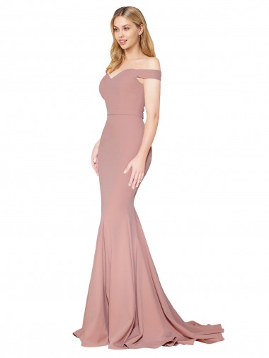 Dusty Pink Mermaid High Neck Sweep Train Formal Evening Gown / Prom Dress / Bridesmaid Dress Hobart