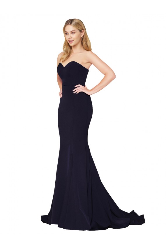 Dark Navy Mermaid High Neck Sweep Train Formal Evening Gown / Prom Dress / Bridesmaid Dress Hobart