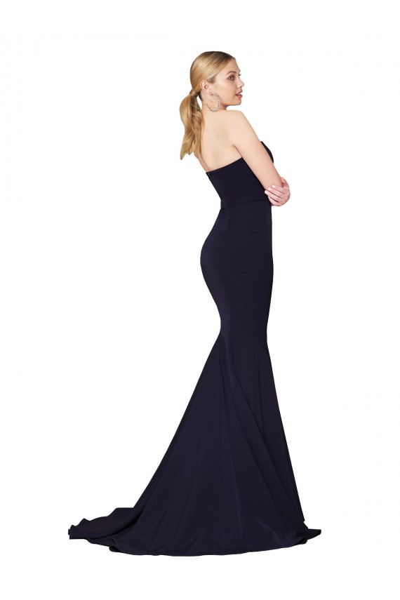 Dark Navy Mermaid High Neck Sweep Train Formal Evening Gown / Prom Dress / Bridesmaid Dress Hobart
