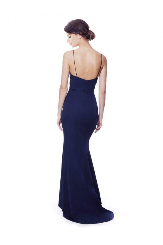 Open Back Navy Blue Mermaid High Neck Long Formal Dress / Bridesmaid Dress Hobart