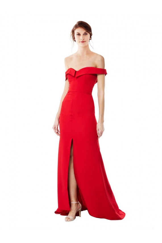 Red A-Line High Neck Long Bridesmaid Dress / Evening Dress Hobart