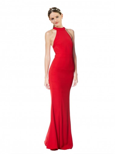 Red Mermaid High Neck Long Prom Dress / Bridesmaid Dress Hobart