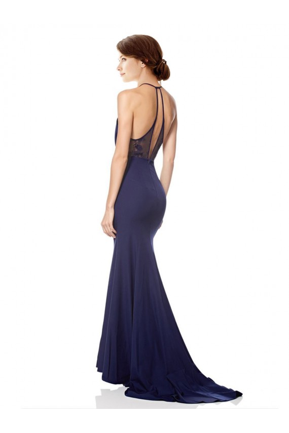 Navy Blue Mermaid High Neck Long Bridesmaid Dress / Formal Dress Hobart