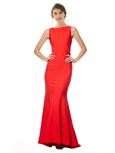 Open Back Red Mermaid High Neck Long Bridesmaid Dress / Evening Gowns Hobart