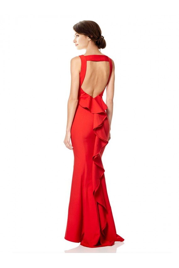 Open Back Red Mermaid High Neck Long Bridesmaid Dress / Evening Gowns Hobart