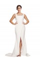 Low Back Ivory Sheath Square Neck Sweep Train Semi Formal Evening Dress / Prom Dress / Bridesmaid Dress Hobart