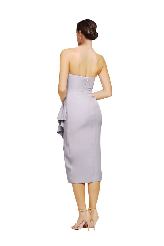 Low Back Arctic Lilac Sheath Strapless Cocktail Length High Low Evening Gown / Prom Dress / Bridesmaid Dress Hobart