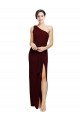 Burgundy Gold Sheath One Shoulder Long Black Tie Evening Gown / Prom Dress / Bridesmaid Dress Hobart
