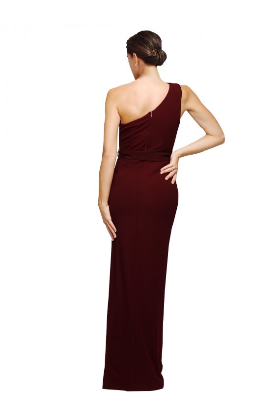Burgundy Gold Sheath One Shoulder Long Black Tie Evening Gown / Prom Dress / Bridesmaid Dress Hobart