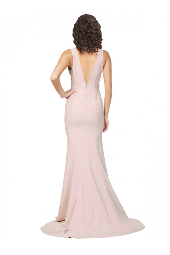 V-Back Pink Sheath V-Neck Sweep Train Black Tie Evening Gown / Prom Dress / Bridesmaid Dress Hobart