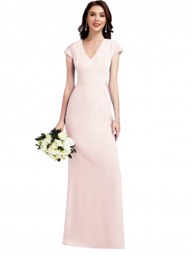 Pink A-Line V-Neck Long Formal Evening Gown / Prom Dress / Bridesmaid Dress Hobart