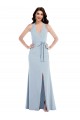 Open Back Light Sky Blue A-Line V-Neck Long Formal Evening Gown / Prom Dress / Bridesmaid Dress Hobart
