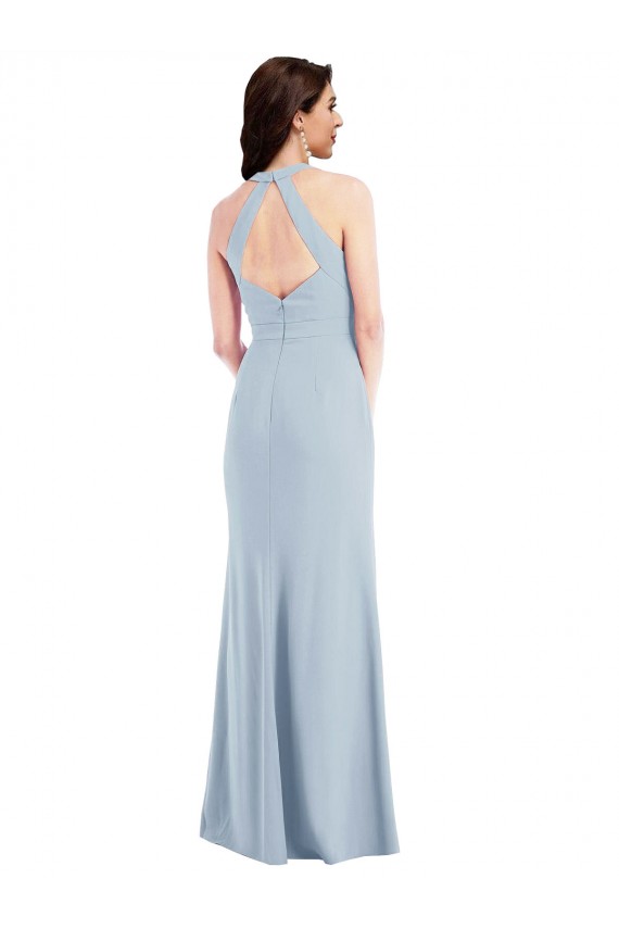 Open Back Light Sky Blue A-Line V-Neck Long Formal Evening Gown / Prom Dress / Bridesmaid Dress Hobart