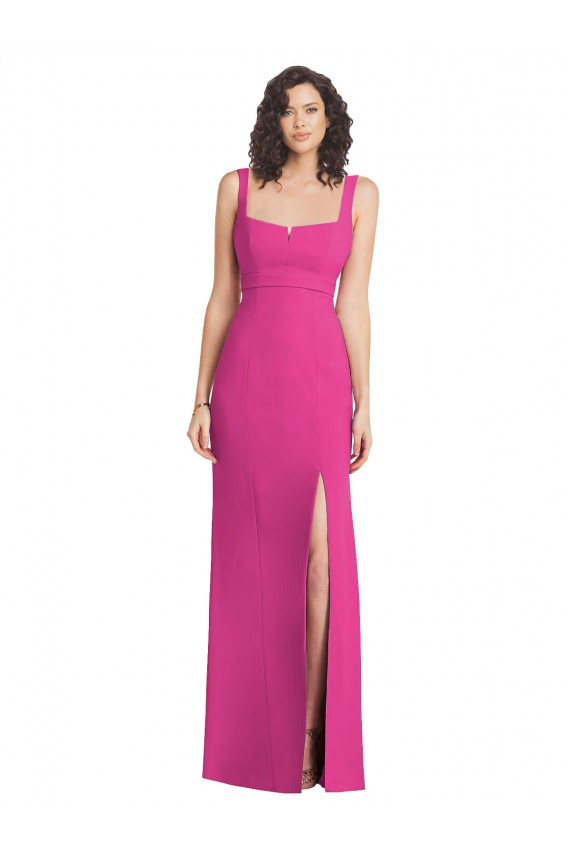 Low Back Fuchsia Trumpet Square Neck Long Semi Formal Evening Dress / Prom Dress / Bridesmaid Dress Hobart