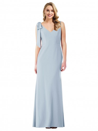 V-Back Light Sky Blue Trumpet V-Neck Long Semi Formal Evening Dress / Prom Dress / Bridesmaid Dress Hobart